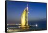 Burj Al Arab Hotel at Night, Iconic Dubai Landmark, Jumeirah Beach, Dubai, United Arab Emirates-Fraser Hall-Framed Stretched Canvas