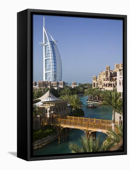 Burj Al Arab Hotel from the Madinat Jumeirah Complex, Dubai, United Arab Emirates-Walter Bibikow-Framed Stretched Canvas