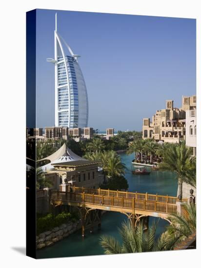 Burj Al Arab Hotel from the Madinat Jumeirah Complex, Dubai, United Arab Emirates-Walter Bibikow-Stretched Canvas