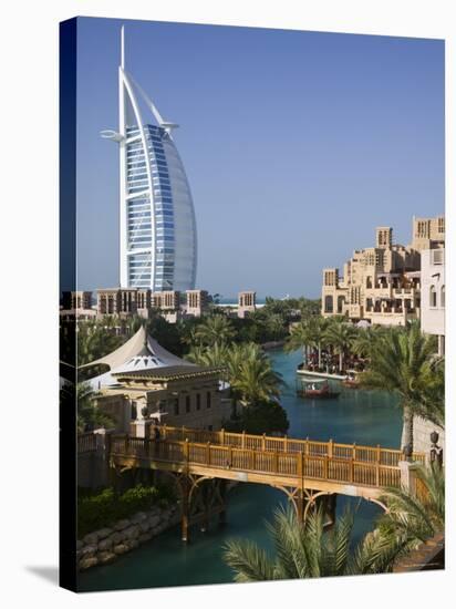 Burj Al Arab Hotel from the Madinat Jumeirah Complex, Dubai, United Arab Emirates-Walter Bibikow-Stretched Canvas