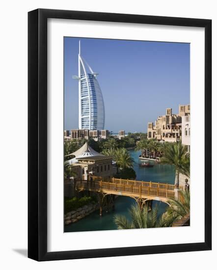 Burj Al Arab Hotel from the Madinat Jumeirah Complex, Dubai, United Arab Emirates-Walter Bibikow-Framed Photographic Print