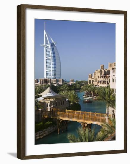 Burj Al Arab Hotel from the Madinat Jumeirah Complex, Dubai, United Arab Emirates-Walter Bibikow-Framed Photographic Print