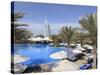 Burj Al Arab Seen From the Swimming Pool of the Madinat Jumeirah Hotel, Jumeirah Beach, Dubai, Uae-Amanda Hall-Stretched Canvas