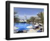 Burj Al Arab Seen From the Swimming Pool of the Madinat Jumeirah Hotel, Jumeirah Beach, Dubai, Uae-Amanda Hall-Framed Photographic Print