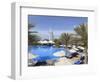 Burj Al Arab Seen From the Swimming Pool of the Madinat Jumeirah Hotel, Jumeirah Beach, Dubai, Uae-Amanda Hall-Framed Photographic Print