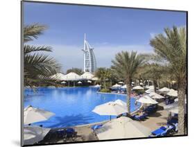 Burj Al Arab Seen From the Swimming Pool of the Madinat Jumeirah Hotel, Jumeirah Beach, Dubai, Uae-Amanda Hall-Mounted Photographic Print