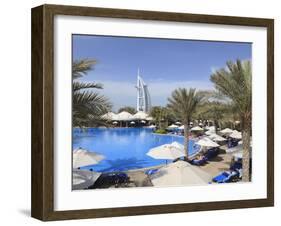 Burj Al Arab Seen From the Swimming Pool of the Madinat Jumeirah Hotel, Jumeirah Beach, Dubai, Uae-Amanda Hall-Framed Photographic Print