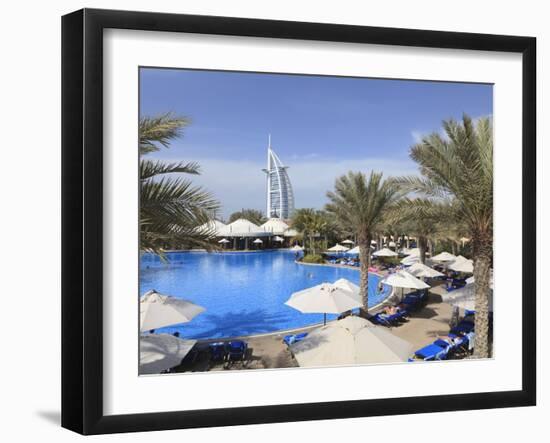 Burj Al Arab Seen From the Swimming Pool of the Madinat Jumeirah Hotel, Jumeirah Beach, Dubai, Uae-Amanda Hall-Framed Photographic Print