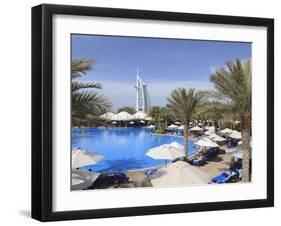 Burj Al Arab Seen From the Swimming Pool of the Madinat Jumeirah Hotel, Jumeirah Beach, Dubai, Uae-Amanda Hall-Framed Photographic Print