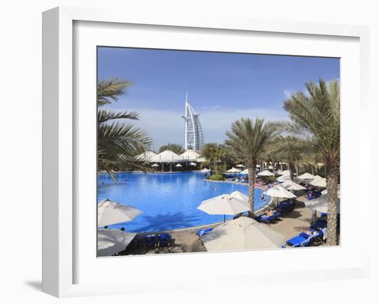 Burj Al Arab Seen From the Swimming Pool of the Madinat Jumeirah Hotel, Jumeirah Beach, Dubai, Uae-Amanda Hall-Framed Photographic Print