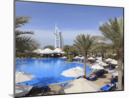 Burj Al Arab Seen From the Swimming Pool of the Madinat Jumeirah Hotel, Jumeirah Beach, Dubai, Uae-Amanda Hall-Mounted Photographic Print