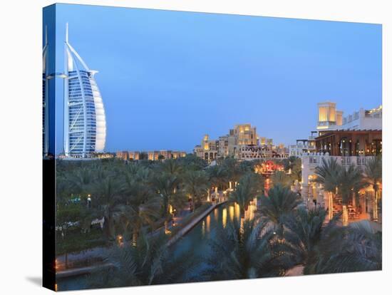 Burj Al Arab Viewed From the Madinat Jumeirah Hotel at Dusk, Jumeirah Beach, Dubai, Uae-Amanda Hall-Stretched Canvas