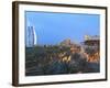 Burj Al Arab Viewed From the Madinat Jumeirah Hotel at Dusk, Jumeirah Beach, Dubai, Uae-Amanda Hall-Framed Photographic Print