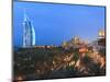 Burj Al Arab Viewed From the Madinat Jumeirah Hotel at Dusk, Jumeirah Beach, Dubai, Uae-null-Mounted Photographic Print