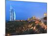 Burj Al Arab Viewed From the Madinat Jumeirah Hotel at Dusk, Jumeirah Beach, Dubai, Uae-null-Mounted Photographic Print