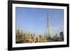 Burj Khalifa and City Skyline, Downtown, Dubai, United Arab Emirates, Middle East-Amanda Hall-Framed Photographic Print