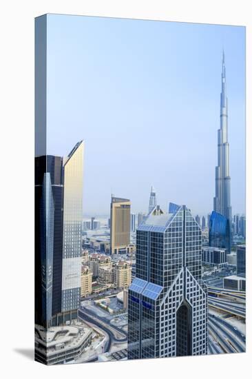 Burj Khalifa and City Skyline, Downtown, Dubai, United Arab Emirates, Middle East-Amanda Hall-Stretched Canvas