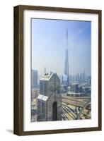 Burj Khalifa and City Skyline, Downtown, Dubai, United Arab Emirates, Middle East-Amanda Hall-Framed Photographic Print