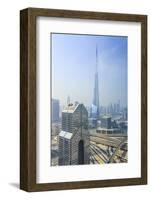 Burj Khalifa and City Skyline, Downtown, Dubai, United Arab Emirates, Middle East-Amanda Hall-Framed Photographic Print