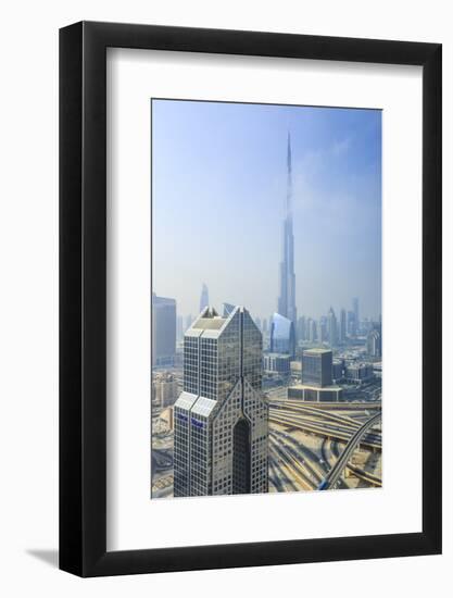 Burj Khalifa and City Skyline, Downtown, Dubai, United Arab Emirates, Middle East-Amanda Hall-Framed Photographic Print