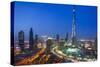 Burj Khalifa and Downtown Dubai at night, Dubai, United Arab Emirates, Middle East-Fraser Hall-Stretched Canvas