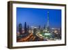 Burj Khalifa and Downtown Dubai at night, Dubai, United Arab Emirates, Middle East-Fraser Hall-Framed Photographic Print