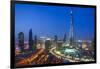 Burj Khalifa and Downtown Dubai at night, Dubai, United Arab Emirates, Middle East-Fraser Hall-Framed Premium Photographic Print