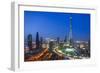 Burj Khalifa and Downtown Dubai at night, Dubai, United Arab Emirates, Middle East-Fraser Hall-Framed Premium Photographic Print