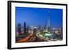 Burj Khalifa and Downtown Dubai at night, Dubai, United Arab Emirates, Middle East-Fraser Hall-Framed Photographic Print