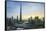 Burj Khalifa and Downtown Dubai at sunset, Dubai, United Arab Emirates, Middle East-Fraser Hall-Framed Stretched Canvas