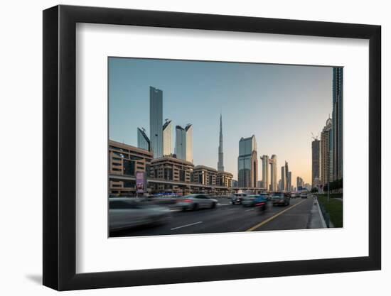 Burj Khalifa and Sheikh Zayed Road, Downtown, Dubai, United Arab Emirates, Middle East-Ben Pipe-Framed Photographic Print