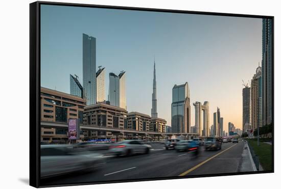 Burj Khalifa and Sheikh Zayed Road, Downtown, Dubai, United Arab Emirates, Middle East-Ben Pipe-Framed Stretched Canvas