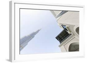 Burj Khalifa and Souk Al Bahar, Downtown Dubai, Dubai, United Arab Emirates, the Middle East-Axel Schmies-Framed Photographic Print