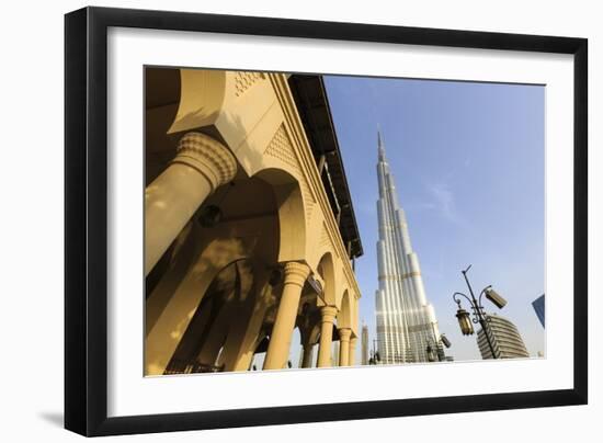 Burj Khalifa and Souk Al Bahar, Dubai, United Arab Emirates, Middle East-Amanda Hall-Framed Photographic Print