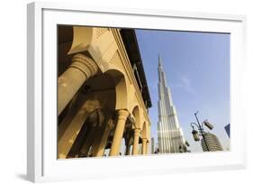 Burj Khalifa and Souk Al Bahar, Dubai, United Arab Emirates, Middle East-Amanda Hall-Framed Photographic Print