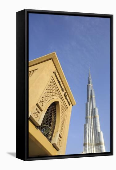 Burj Khalifa and Souk Al Bahar, Dubai, United Arab Emirates, Middle East-Amanda Hall-Framed Stretched Canvas