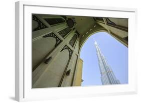 Burj Khalifa and Souk Al Bahar, Dubai, United Arab Emirates, Middle East-Amanda Hall-Framed Photographic Print