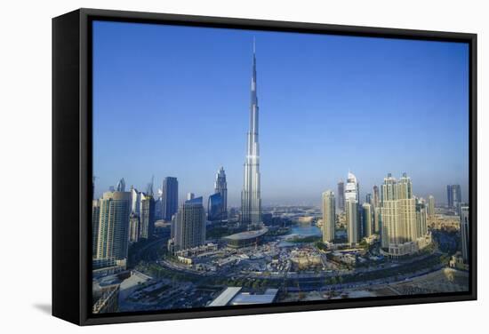 Burj Khalifa and Surrounding Downtown Skyscrapers, Dubai, United Arab Emirates, Middle East-Fraser Hall-Framed Stretched Canvas