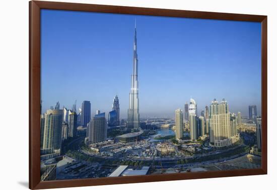 Burj Khalifa and Surrounding Downtown Skyscrapers, Dubai, United Arab Emirates, Middle East-Fraser Hall-Framed Premium Photographic Print