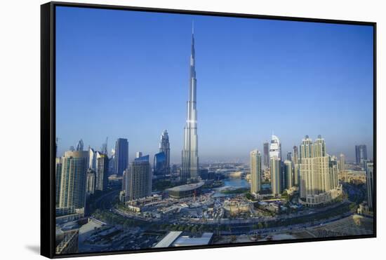 Burj Khalifa and Surrounding Downtown Skyscrapers, Dubai, United Arab Emirates, Middle East-Fraser Hall-Framed Stretched Canvas