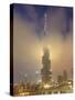 Burj Khalifa Illuminates the Clouds and Surrounding Skyline at Night, Downtown, Dubai, Uae-Amanda Hall-Stretched Canvas