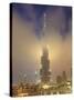 Burj Khalifa Illuminates the Clouds and Surrounding Skyline at Night, Downtown, Dubai, Uae-Amanda Hall-Stretched Canvas