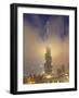 Burj Khalifa Illuminates the Clouds and Surrounding Skyline at Night, Downtown, Dubai, Uae-Amanda Hall-Framed Photographic Print