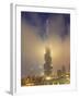 Burj Khalifa Illuminates the Clouds and Surrounding Skyline at Night, Downtown, Dubai, Uae-Amanda Hall-Framed Photographic Print