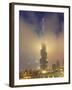 Burj Khalifa Illuminates the Clouds and Surrounding Skyline at Night, Downtown, Dubai, Uae-Amanda Hall-Framed Photographic Print