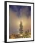 Burj Khalifa Illuminates the Clouds and Surrounding Skyline at Night, Downtown, Dubai, Uae-Amanda Hall-Framed Photographic Print