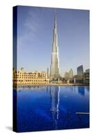 Burj Khalifa Reflected in Hotel Swimming Pool, Dubai, United Arab Emirates, Middle East-Amanda Hall-Stretched Canvas