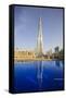 Burj Khalifa Reflected in Hotel Swimming Pool, Dubai, United Arab Emirates, Middle East-Amanda Hall-Framed Stretched Canvas