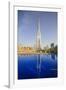 Burj Khalifa Reflected in Hotel Swimming Pool, Dubai, United Arab Emirates, Middle East-Amanda Hall-Framed Photographic Print