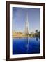 Burj Khalifa Reflected in Hotel Swimming Pool, Dubai, United Arab Emirates, Middle East-Amanda Hall-Framed Photographic Print